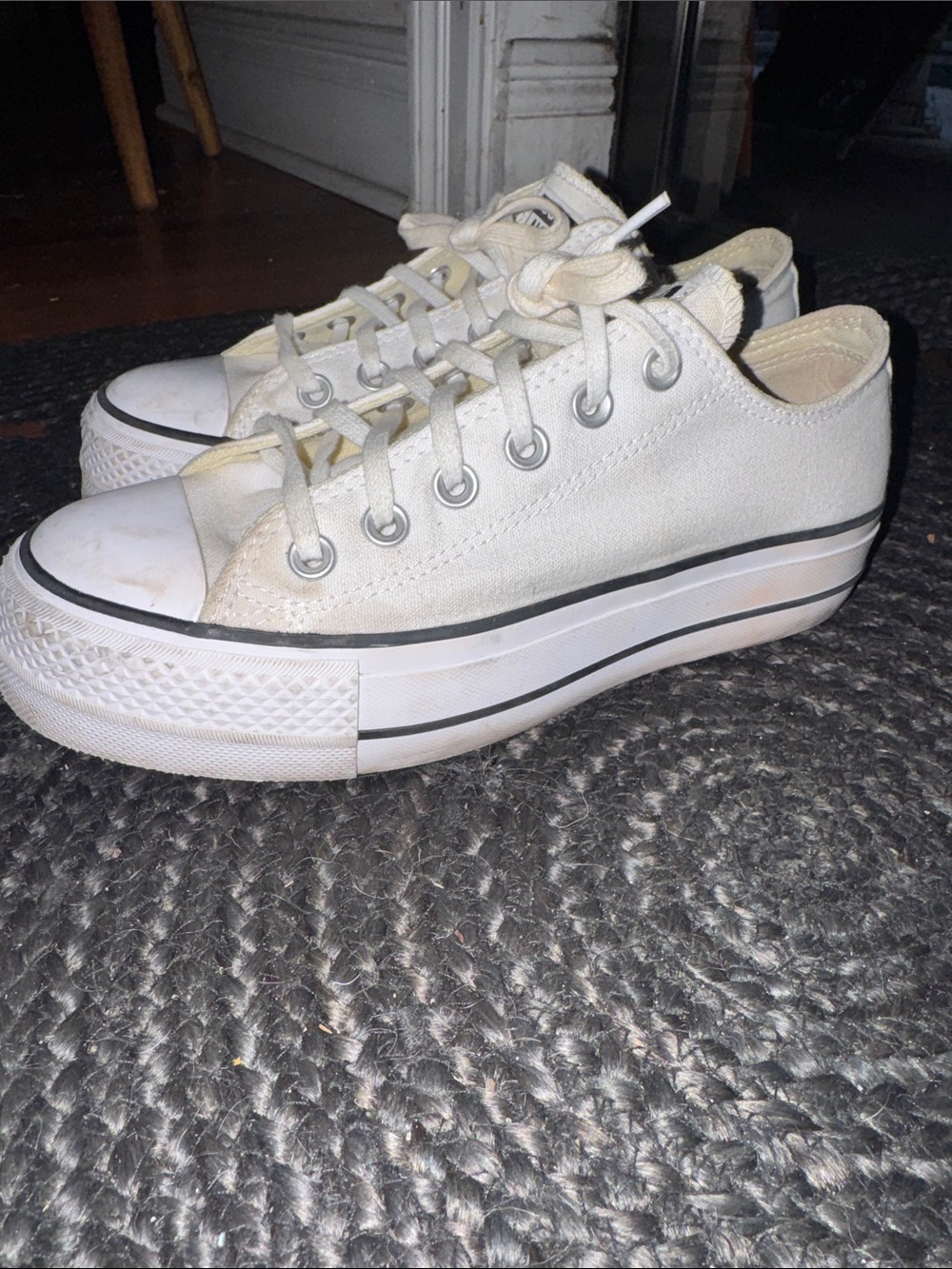 Converse White Low-Top Sneakers with Black Trim